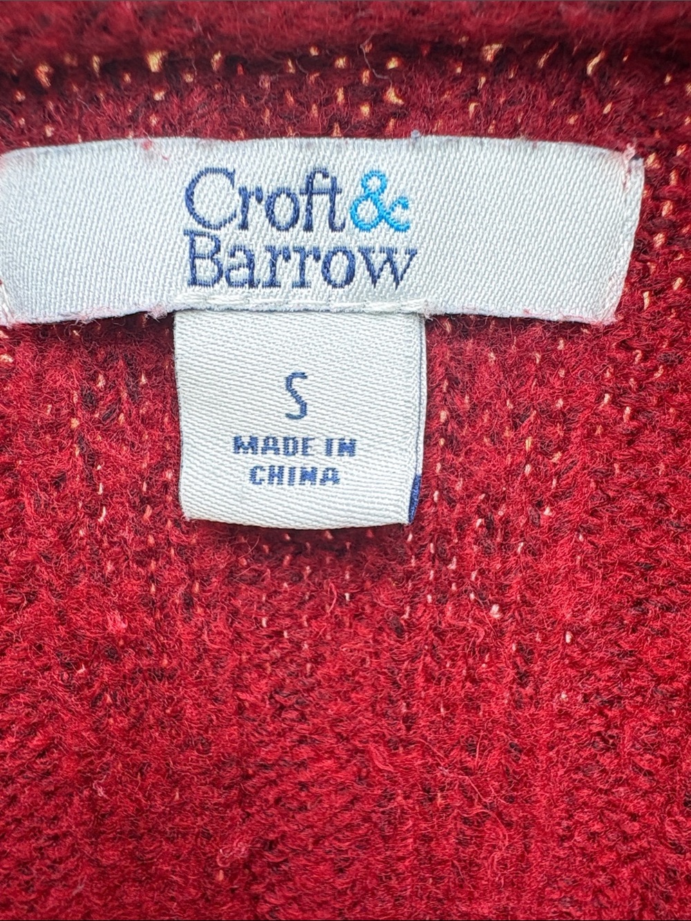 croft & barrow Deep Red Ribbed Open-Front Cardigan - Picture 2 of 5